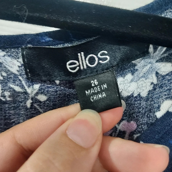 Ellos Navy Blue Floral V-Neck Bell Sleeves Midi Dress in Size 24 - Picture 2 of 14